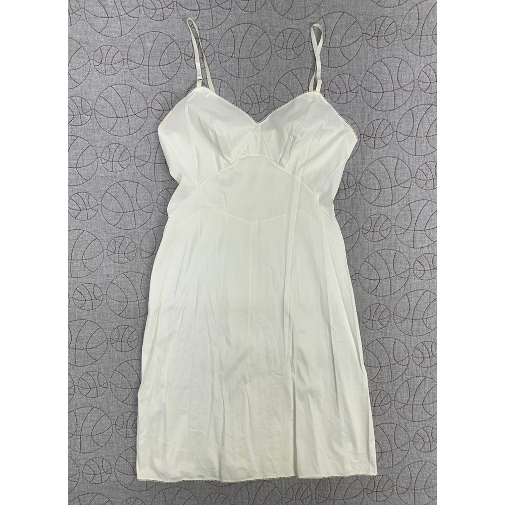 VTG Full Slip Cream Lace Trim Adjustable Straps USA Union / Women's Medium